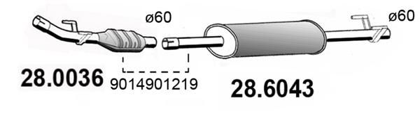 Obrázok Stredný tlmič výfuku ASSO  286043