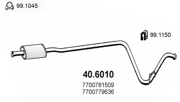 Obrázok Stredný tlmič výfuku ASSO  406010