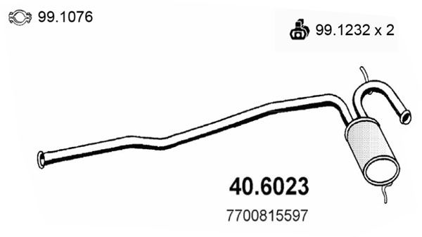 Obrázok Stredný tlmič výfuku ASSO  406023