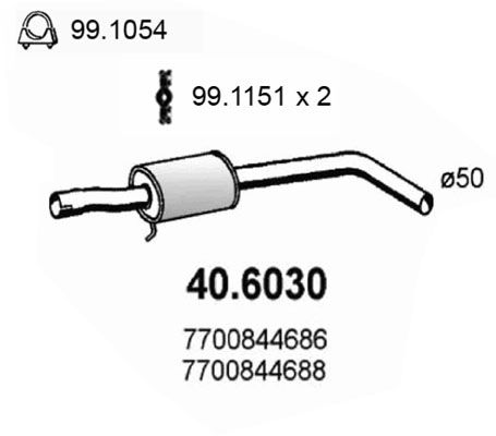 Obrázok Stredný tlmič výfuku ASSO  406030