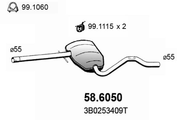 Obrázok Stredný tlmič výfuku ASSO  586050