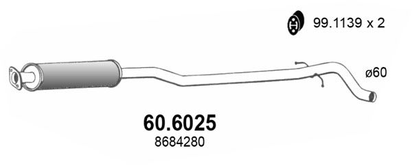 Obrázok Stredný tlmič výfuku ASSO  606025