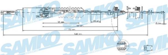 Obrázok Lanko ovládania spojky SAMKO  C0240C