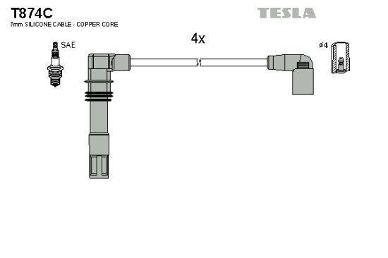Obrázok Sada zapaľovacích káblov TESLA  T874C