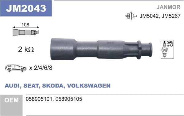 Obrázok Pripájací konektor zapaľovacej cievky JANMOR  JM2043