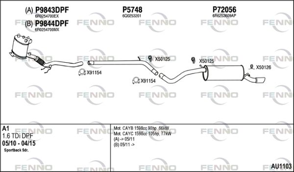 Obrázok Výfukový systém FENNO  AU1103