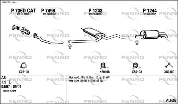 Obrázok Výfukový systém FENNO  AU407