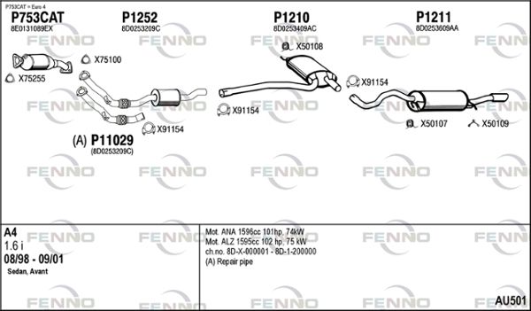 Obrázok Výfukový systém FENNO  AU501