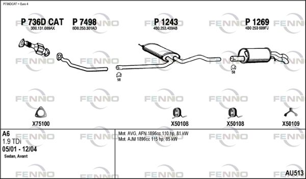 Obrázok Výfukový systém FENNO  AU513