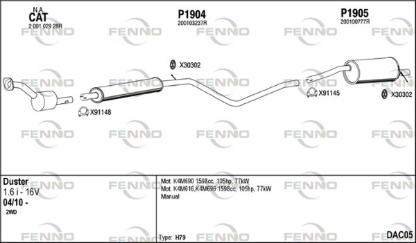 Obrázok Výfukový systém FENNO  DAC05