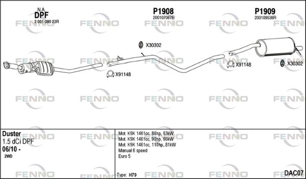 Obrázok Výfukový systém FENNO  DAC07