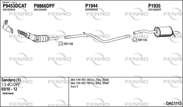 Obrázok Výfukový systém FENNO  DAC1113