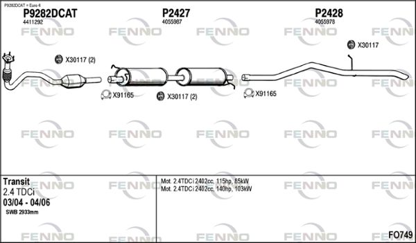 Obrázok Výfukový systém FENNO  FO749