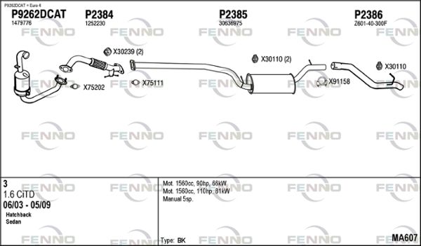 Obrázok Výfukový systém FENNO  MA607