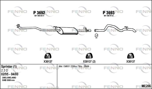Obrázok Výfukový systém FENNO  ME206