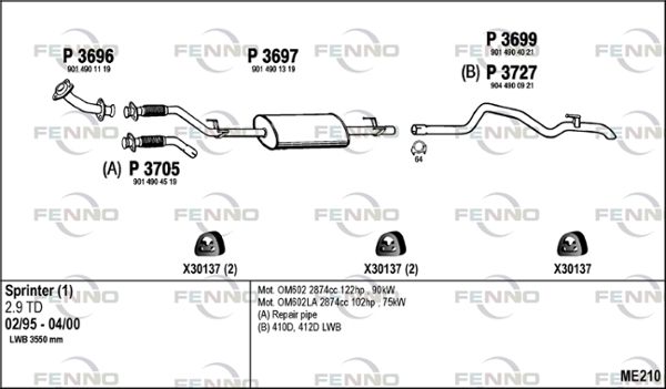 Obrázok Výfukový systém FENNO  ME210