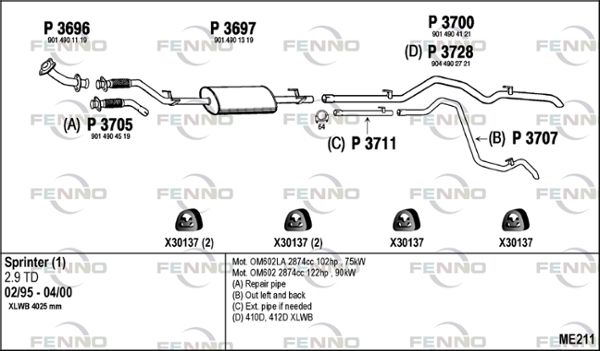 Obrázok Výfukový systém FENNO  ME211