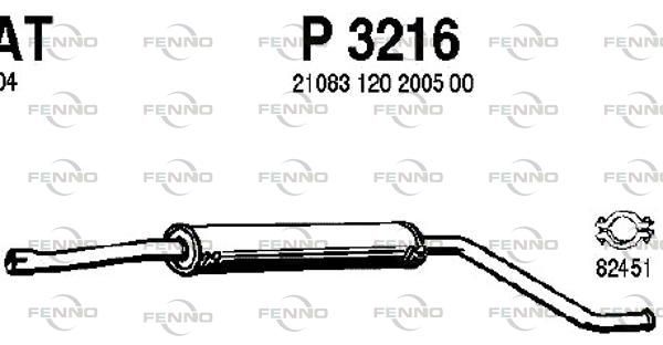 Obrázok Stredný tlmič výfuku FENNO  P3216