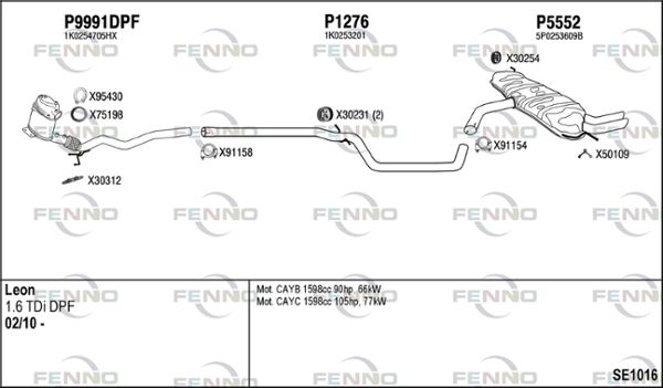 Obrázok Výfukový systém FENNO  SE1016