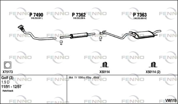 Obrázok Výfukový systém FENNO  VW119