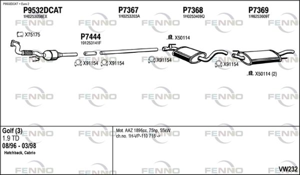 Obrázok Výfukový systém FENNO  VW232