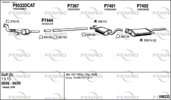 Obrázok Výfukový systém FENNO  VW233