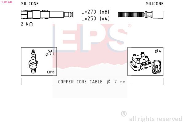 Obrázok Sada zapaľovacích káblov EPS Made in Italy - OE Equivalent 1501649