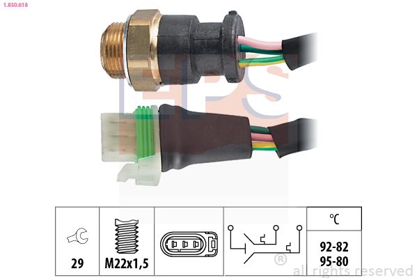 Obrázok Teplotný spínač ventilátora chladenia EPS Made in Italy - OE Equivalent 1850618